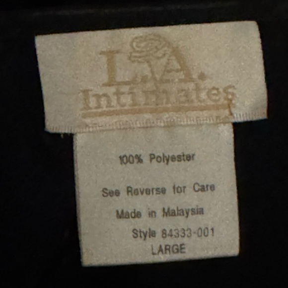 LA INTIMATES Black Rose Flower Burnout Sheer Robe Sz L Sexy Lingerie Tie Coverup - Picture 5 of 7